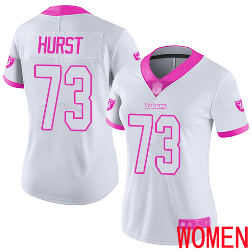 Oakland Raiders Limited White Pink Women Maurice Hurst Jersey NFL Football #73 Rush Fashion Jersey